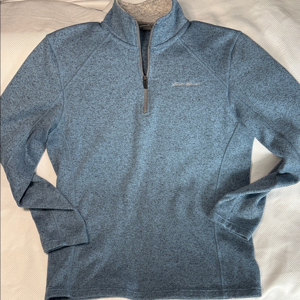 Men's Blue Quarter-Zip Eddie Bauer Sweater - Small